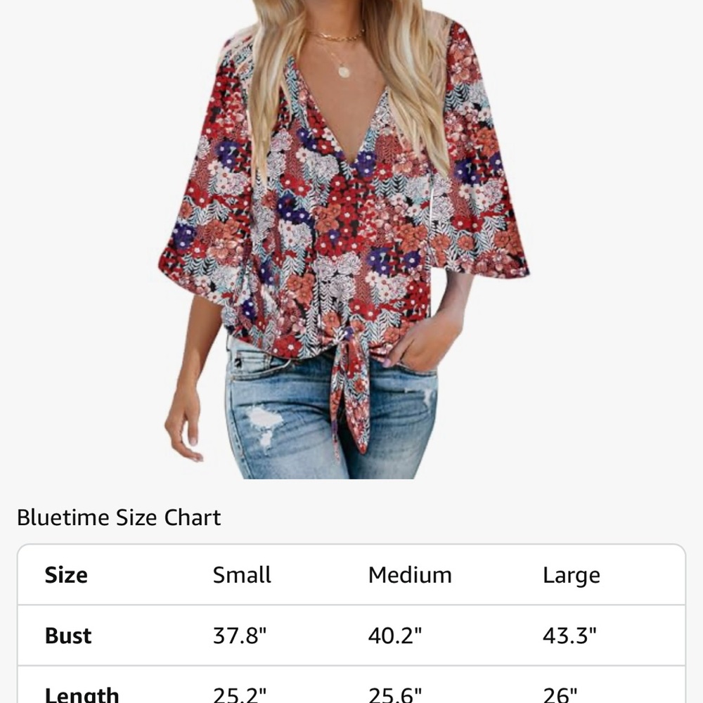 Women's Floral Red Top